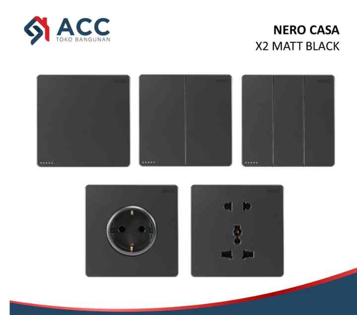 NERO CASA X2 MATTE BLACK SAKLAR STOP KONTAK FRAME