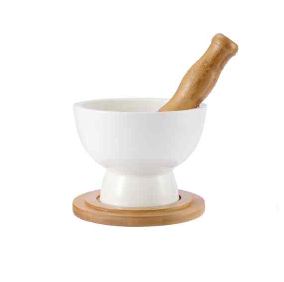 Ceramic Pestle & Mortar Ceramic & Bamboo