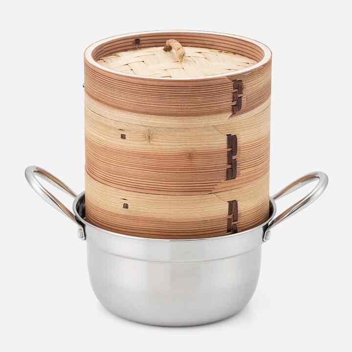 杉せいろ2段 ステンレス鍋 セット 15cm