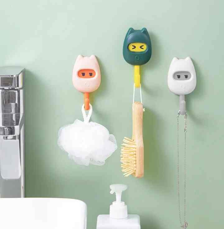 gantungan kait gantung tempel dinding kartun wajah perekat mantel topi model ninja lucu