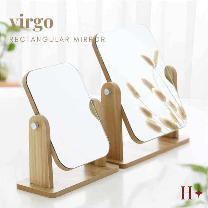 Virgo Cermin Persegi Panjang Kayu