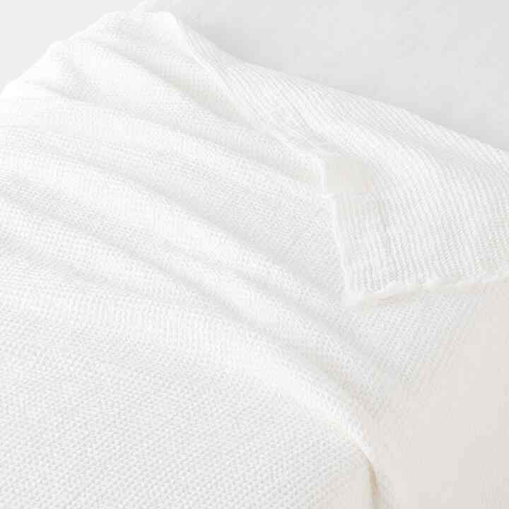 フリンジ使い ワッフル織ケット［2色］