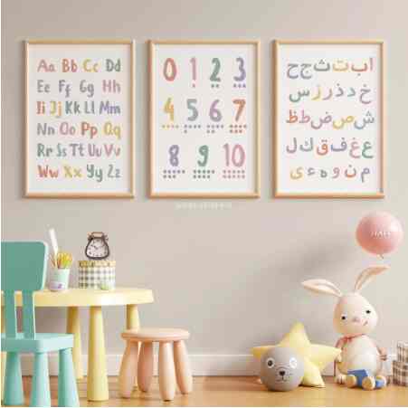 Poster ABC 123 Hijaiyah, Macaron