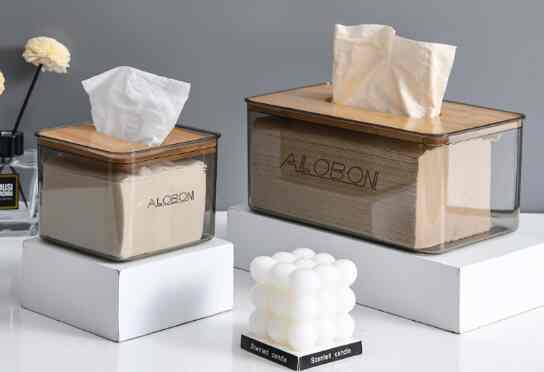 ALOBON Kotak tissue Kayu Transparan Modern