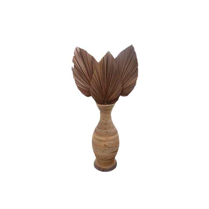 Vas Rotan 70 cm & Paket Daun Kering