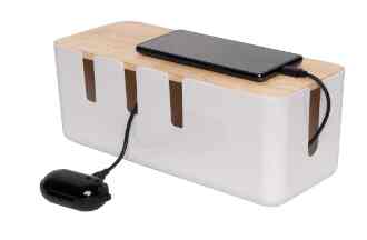 Uzi Cable Box Organizer Tutup Kayu 