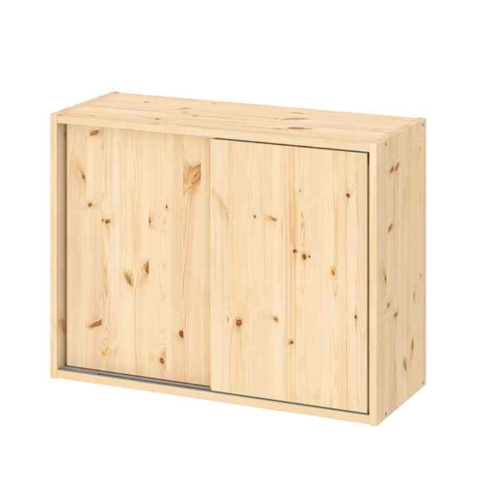 IVAR Cabinet with sliding doors, pine, 80x30x60 cm