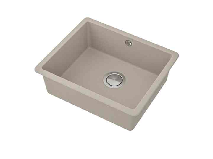 KILSVIKEN Bak cuci tanam, 1 bak, abu-abu/krem komposit kuarsa, 56x46 cm