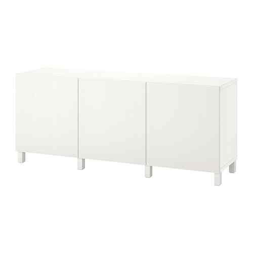 BESTÅ Kombinasi penyimpanan dengan pintu, putih/timmerviken/stubbarp putih, 180x42x74 cm