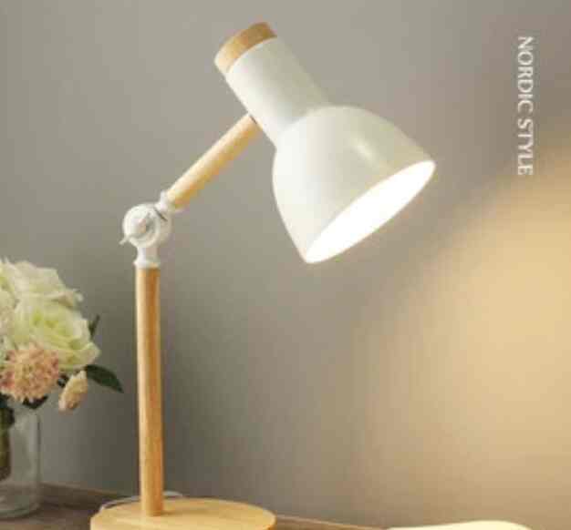Lampu Meja Belajar LED Model Nordic Wooden Art
