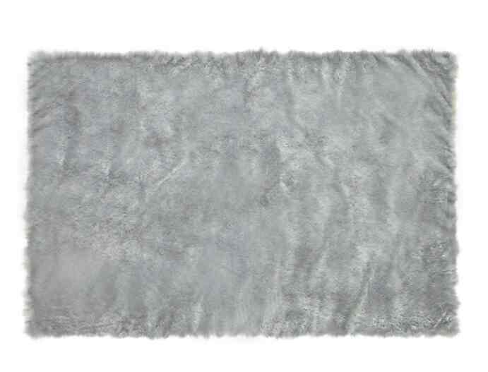Square Grey Fur Rug - Karpet Bulu