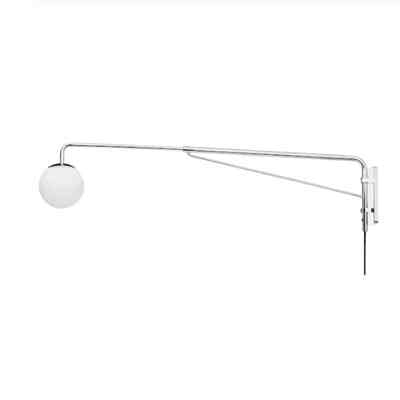 SIMRISHAMN Wall lamp with swing arm, chrome-plated/opal white glass