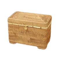 ラタン製 ふた付き 収納ボックス