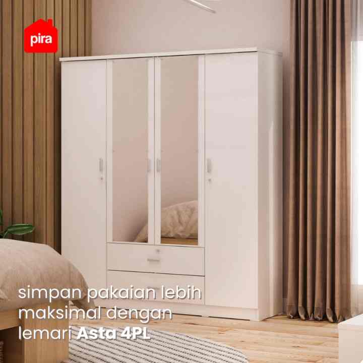 PIRA METROPOLIS OX - ASTA 4PL Lemari Pakaian 4 Pintu dengan Laci