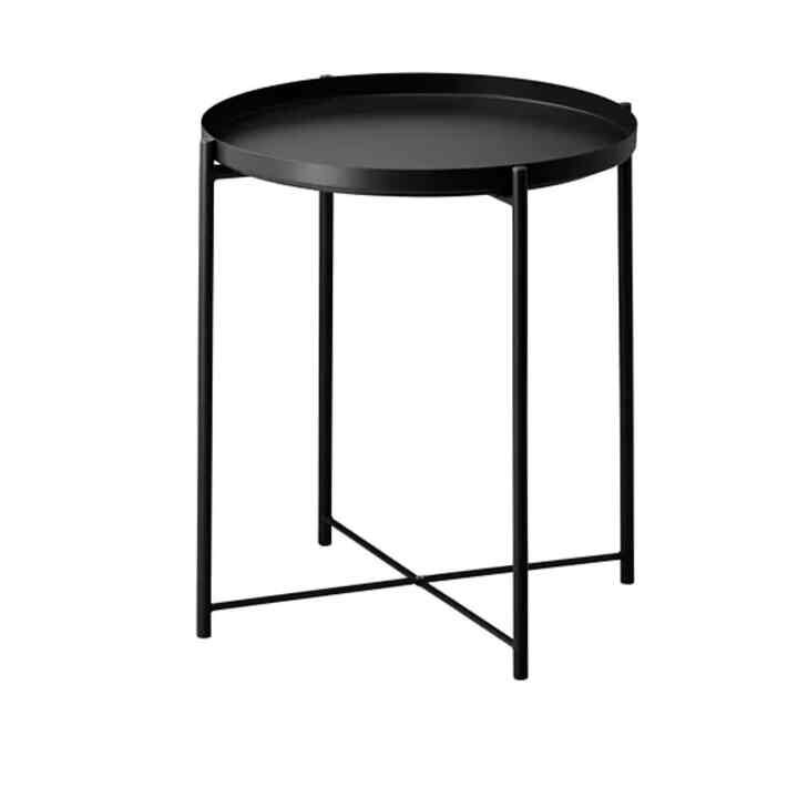 GLADOM Meja baki, hitam, 45x53 cm