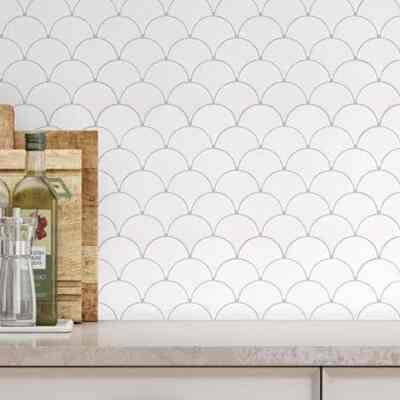 Backsplash Mozaic Fan White Glossy