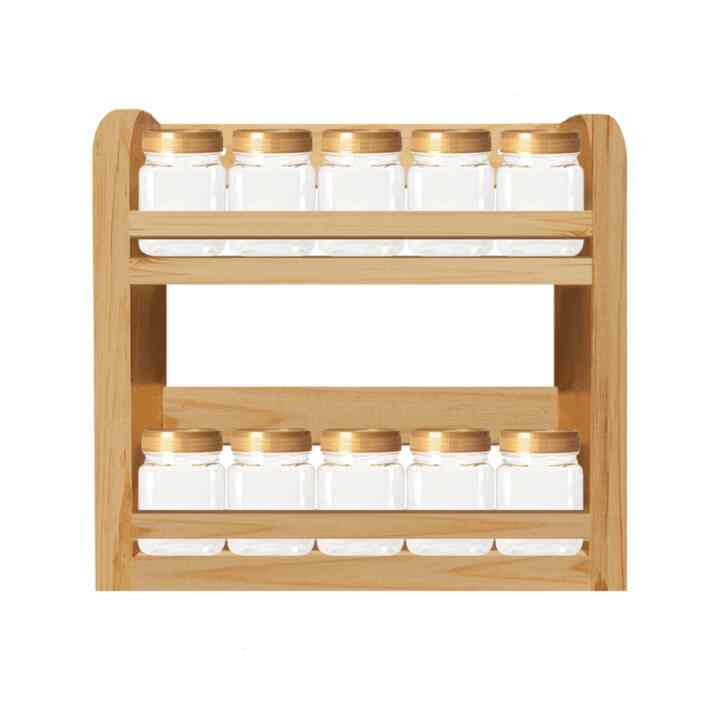 Tempat Bumbu Kayu 2 Tingkat dengan 10 Toples