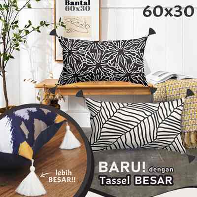 Bantal Sofa Tassel Print 60x30 cm
