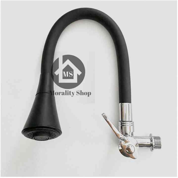 Kran Angsa Tembok Fleksibel - HITAM