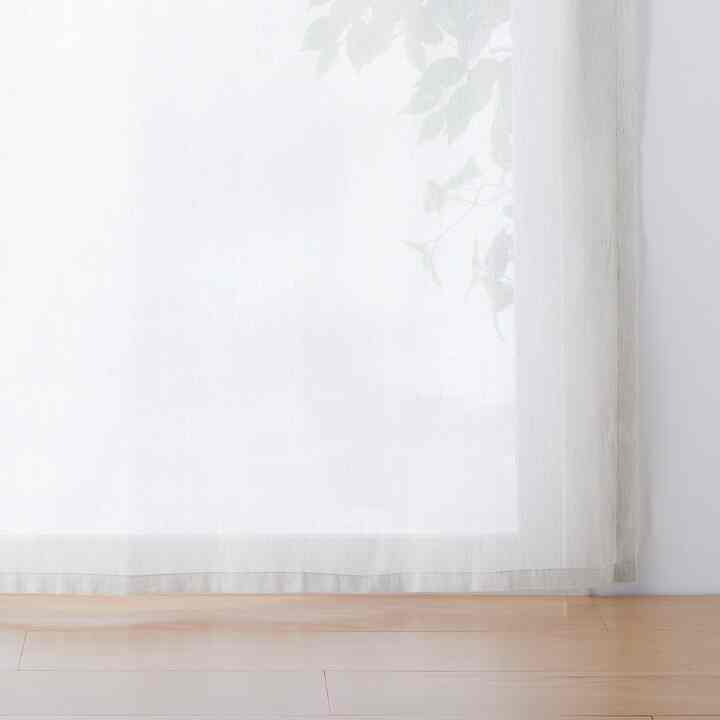 再生コットン入り綿ポリエステルレースカーテン２枚組／杢グレー