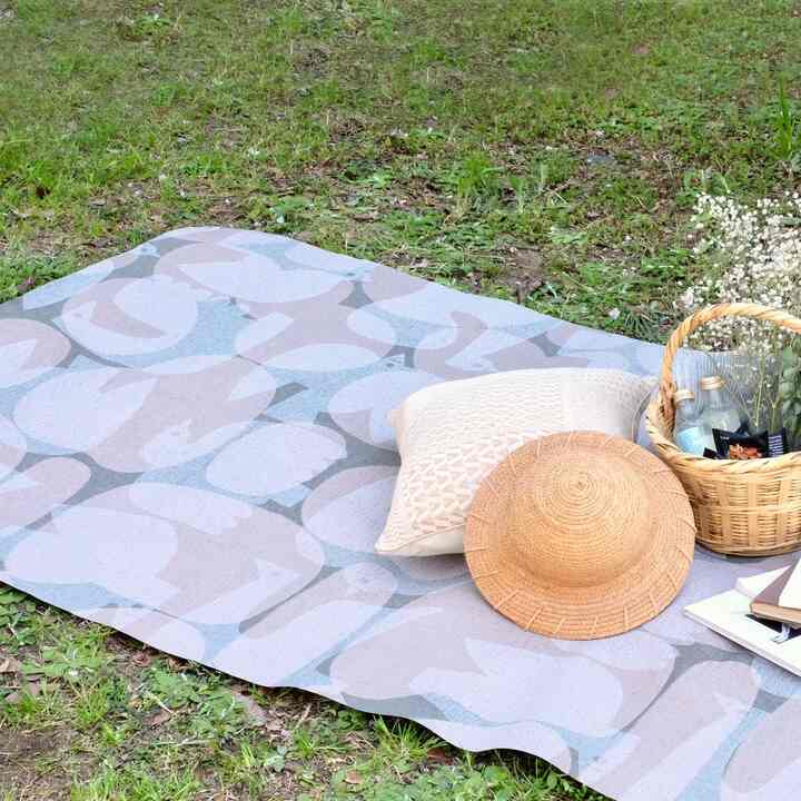 PICNIC RUG / BIRDS / グレー×ピンク