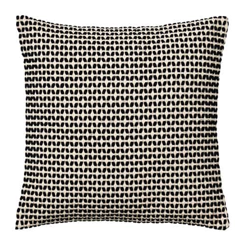 KUSTFLY Sarung bantal kursi, krem/hitam, 50x50 cm