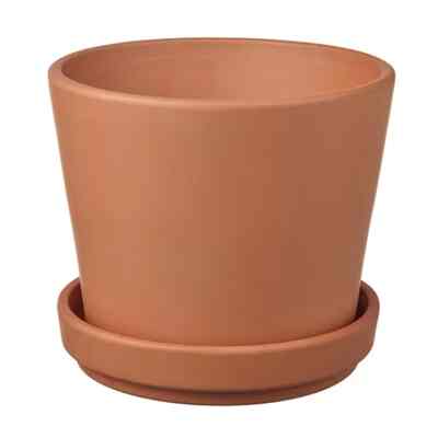 BRUNBÄR Pot tanaman dengan alas, luar ruang terracotta, 12 cm