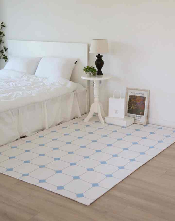 クラシック タイル チェック ラグ ［3色・3サイズ］