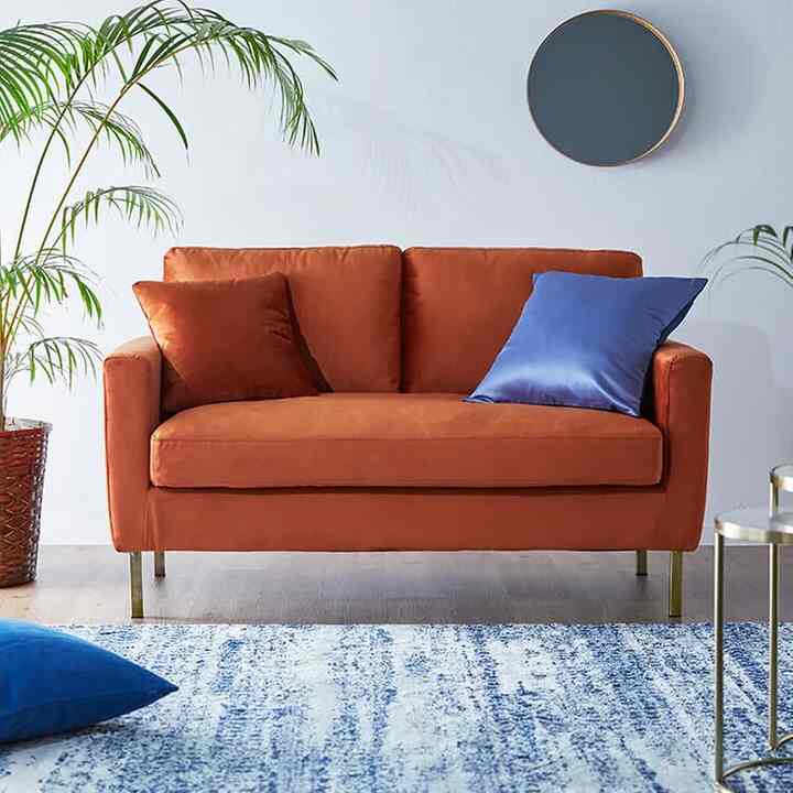2人掛けソファ フロアソファ ベルベット調 真鍮脚