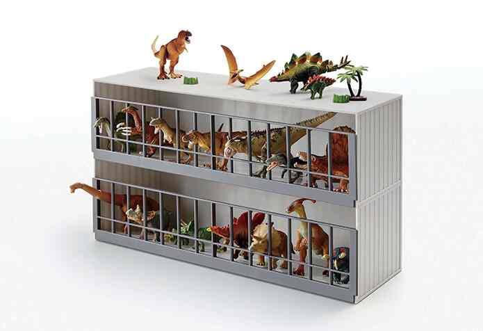 tower 恐竜＆アニマル収納ケージ ワイド 2段【2colors】
