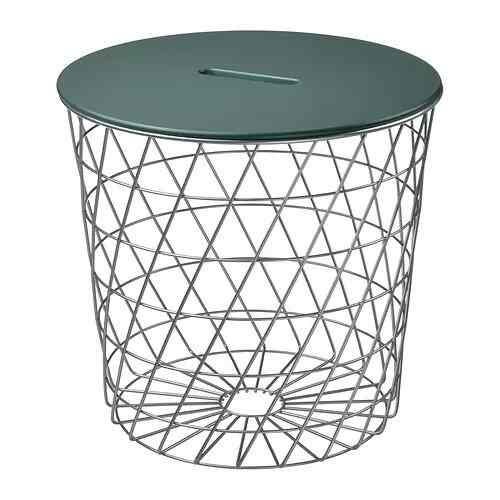 KVISTBRO Meja penyimpanan, warna perak/abu-abu-hijau tua, 44 cm