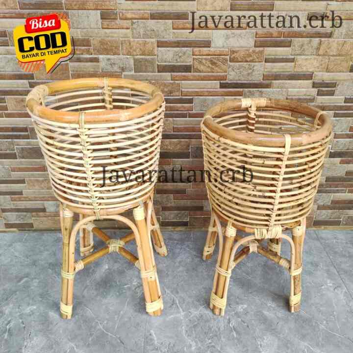 Standing Pot Bunga Rotan Tinggi 55CM 60CM