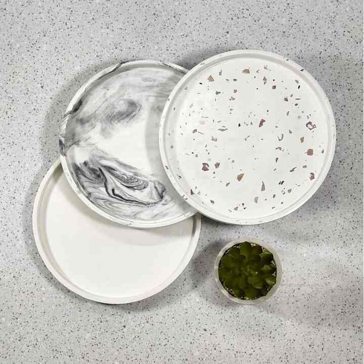 Nampan/Tatakan Semen | Diameter 20cm | Concrete Coaster/Tray | Terrazzo