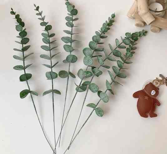 Daun Plastik Artificial Flocking Eucalyptus
