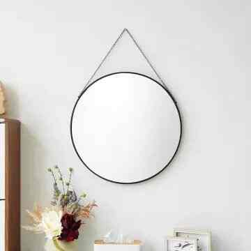 Cermin Dinding Bulat / Hitam