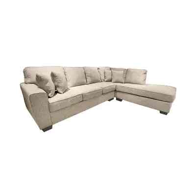 Ashley Calicho - Sofa L Sectional Fabric Kanan - Cokelat
