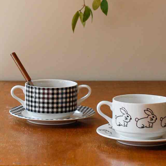 チェックバニースープボウル スモール