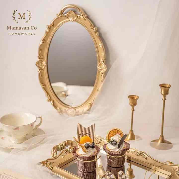 Beatrice Vintage Mirror Tray Gold