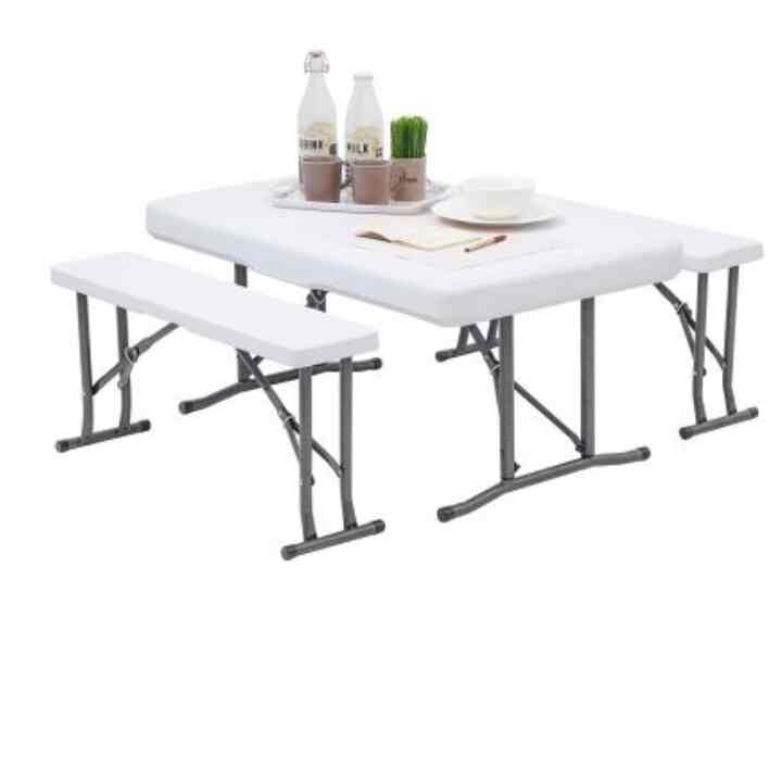 Set Meja & Bangku Bench Lipat - Putih