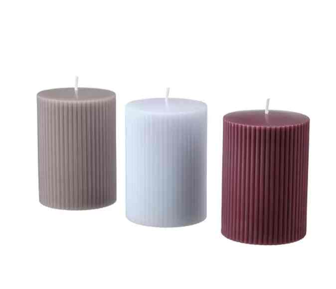 KOPPARLÖNN Scented pillar candle, almond & cherry/mixed colours