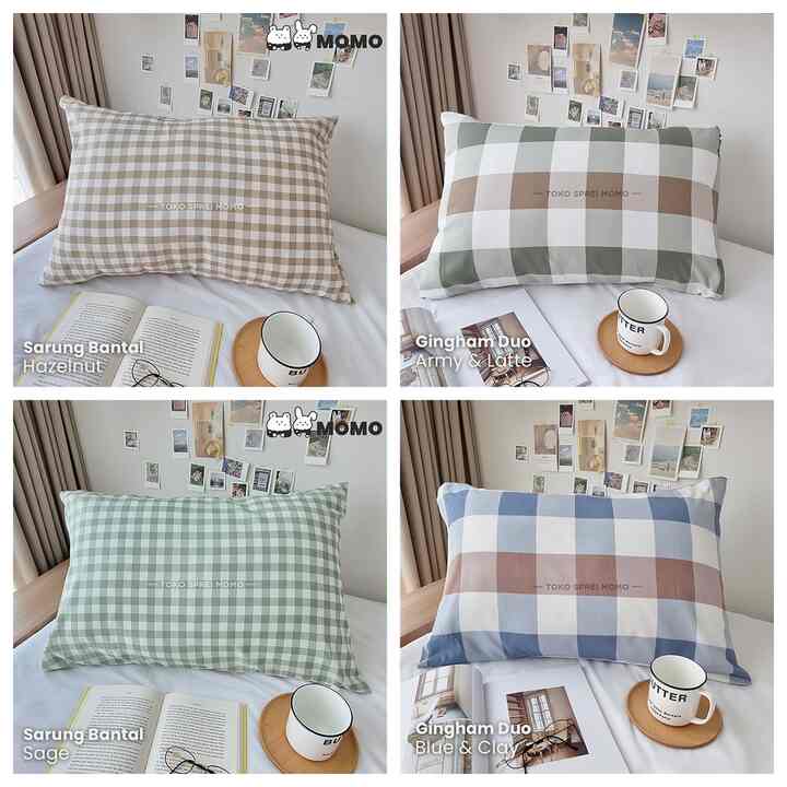 Sarung Bantal / Guling Microtex Gingham [SPREI MOMO]