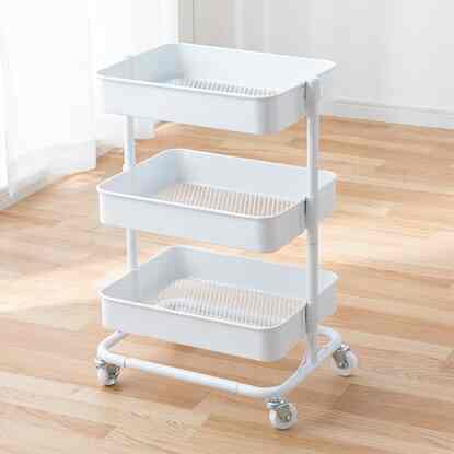 高さ調節ができるスチールワゴン トロリ コンパクト［6色］