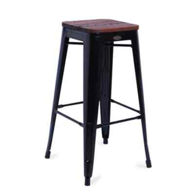 London Elm Bangku Bar - Hitam