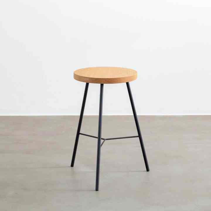 Natural - Craft アイアン ロースツール オーク無垢材