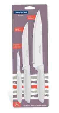 Pisau Tramontina - 3 Pcs Knives Set Plenus White