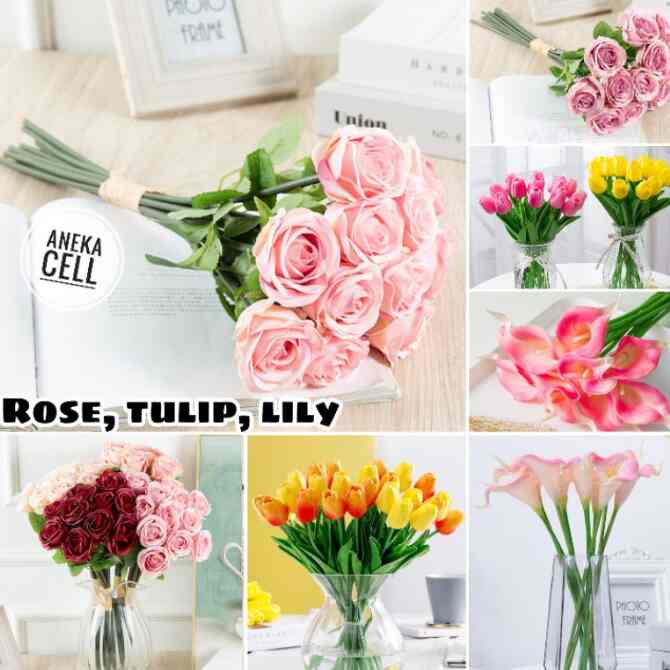 Bunga Tulip Lily Mawar Latex