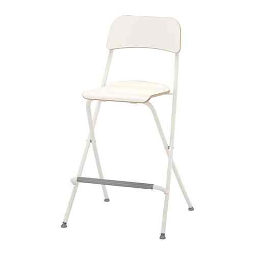 FRANKLIN - Bar stool with backrest, foldable, white/white, 63 cm