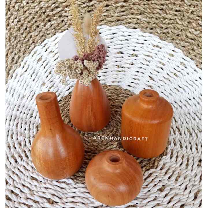 Vas Bunga Mini Kayu Mahoni