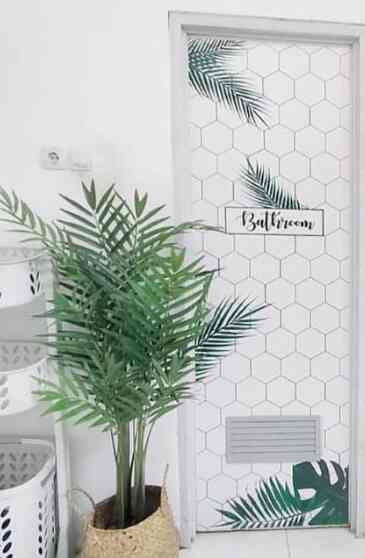 Sticker Pintu Kamar Mandi Floral