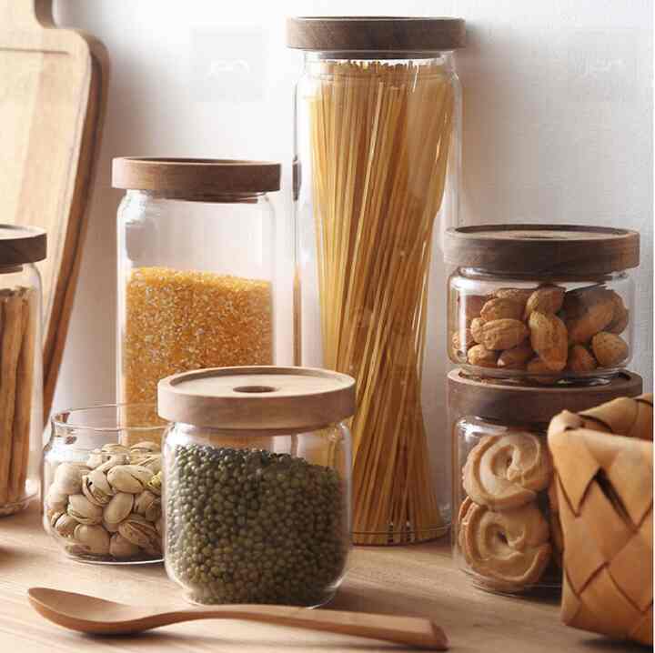 Toples Kaca Tutup Kayu, 9cm